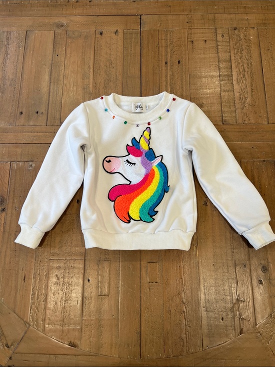 Lola + The Boys Other - Lola and the boys neon unicorn appliqué sweatshirt 4 years
